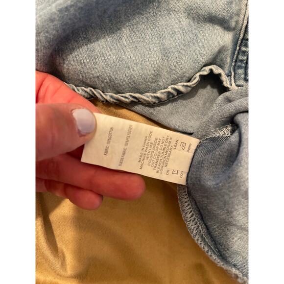 SEDONA SUNSET CACTUS SCENE WESTERN YOKE DENIM BUTTON DOWN SMALL - Picture 6 of 7